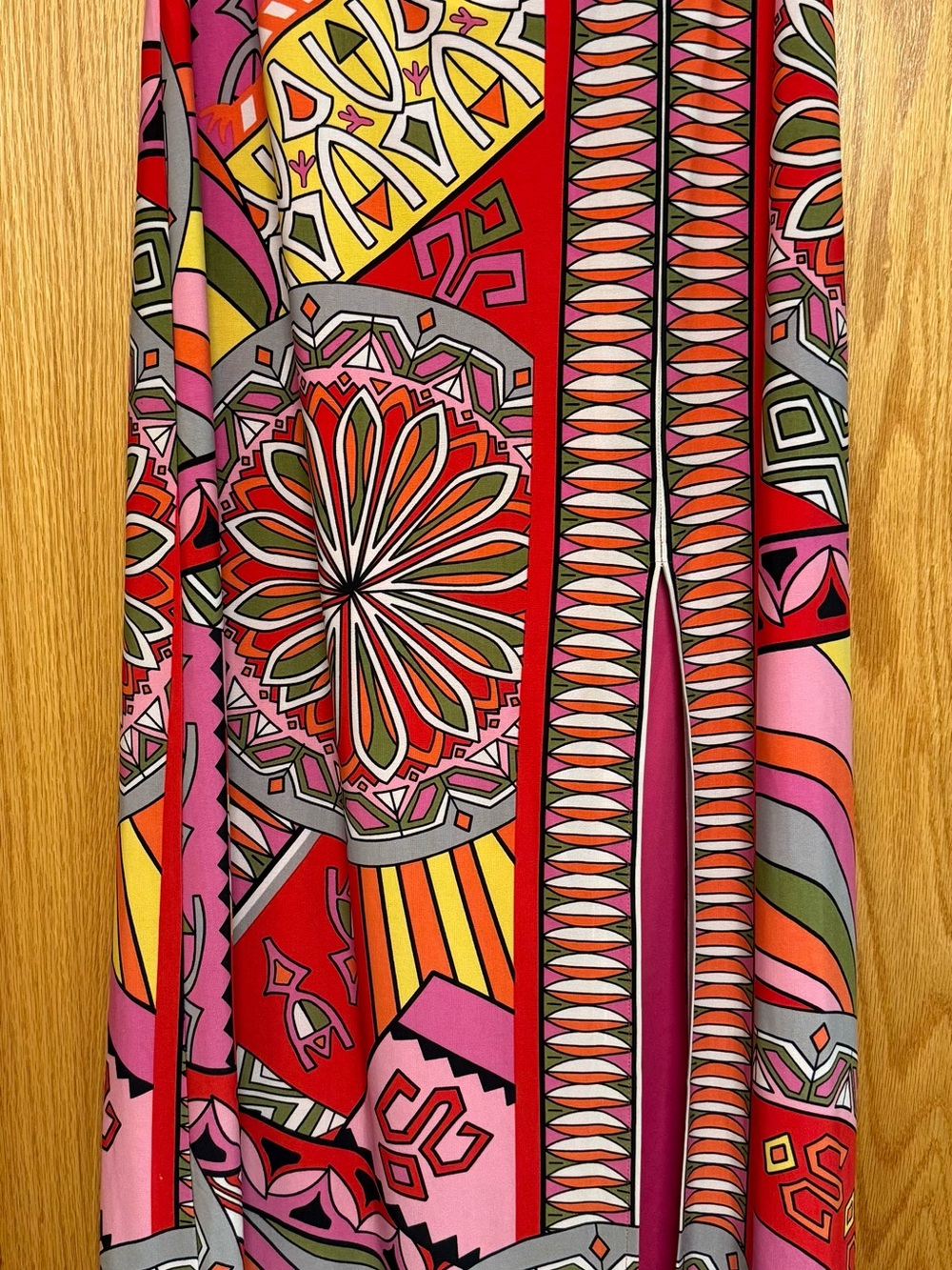 Boston Proper Vibrant Pink Red multi colored Maxi Skirt